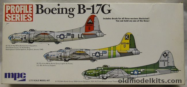 MPC 1/72 Boeing B-17G Flying Fortress Profile Series - 401st BS 91st BG 1st BW England 1945 / 447th BG 8th AF England / 99th BG 346 BS 15th AF Mediterranean, 2-2501 plastic model kit